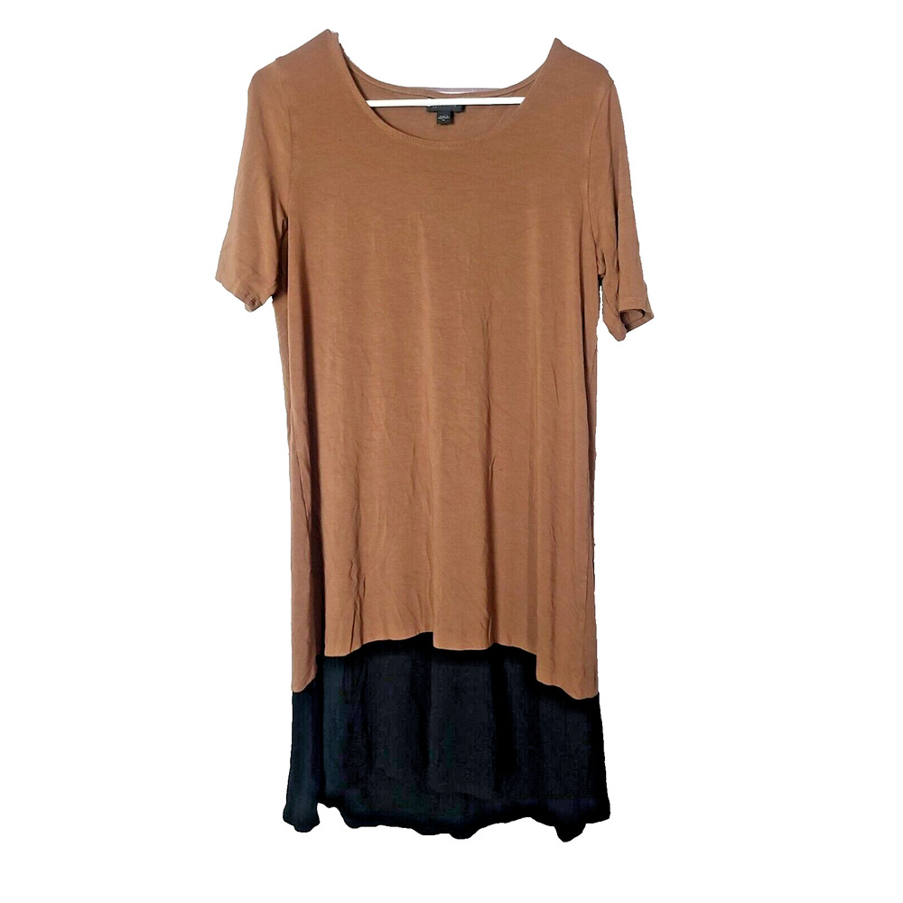 J. Jill Wearever Collection Brown Colorblock‎ Casual Midi Dress Womans SZ Medium